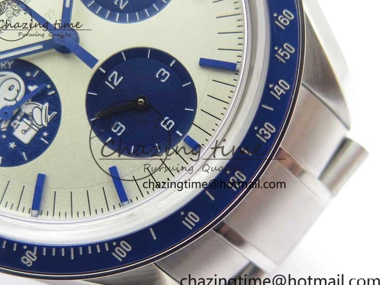 0416 Speedmaster SS Snoopy Apollo OMF Best Edition White Dial on SS Bracelet Venus EasyCare 7877